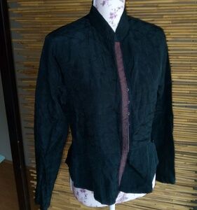 Beautiful M Jacket Naru Collar Red Plaid Trim in Black